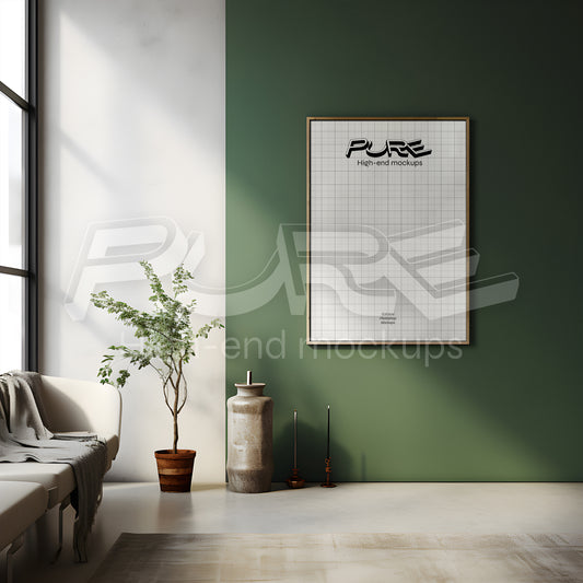 Modern interior frame mockup| DIN A ratio | Adjustable wall color